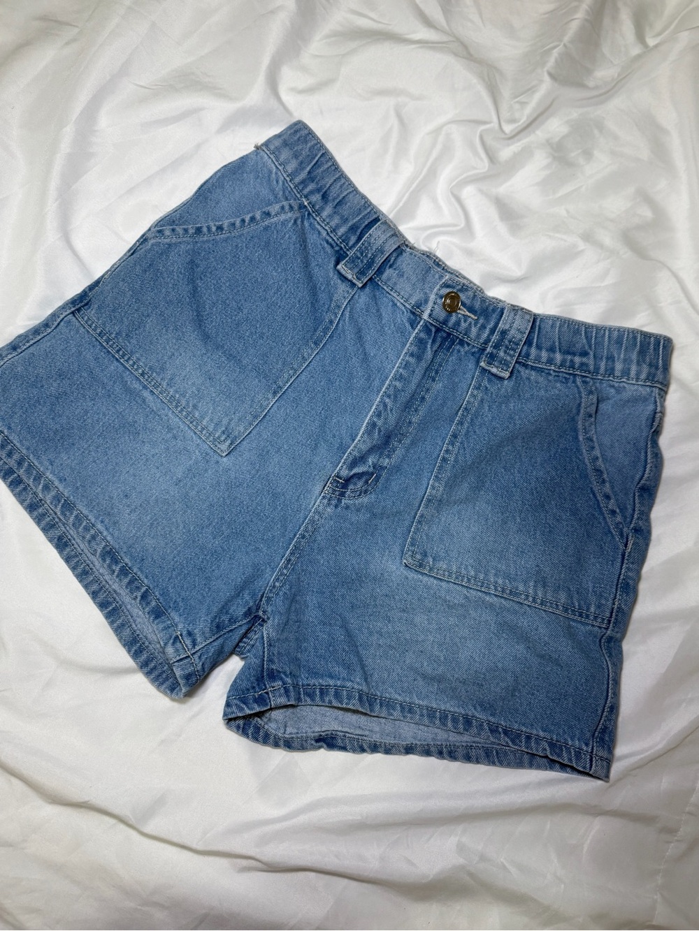 High-Rise Blue Denim Women’s Shorts